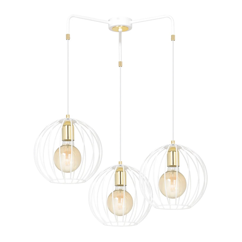Lampadario Contemporaneo Omoikane Acciaio Bianco 3 Luci E27 Ip20