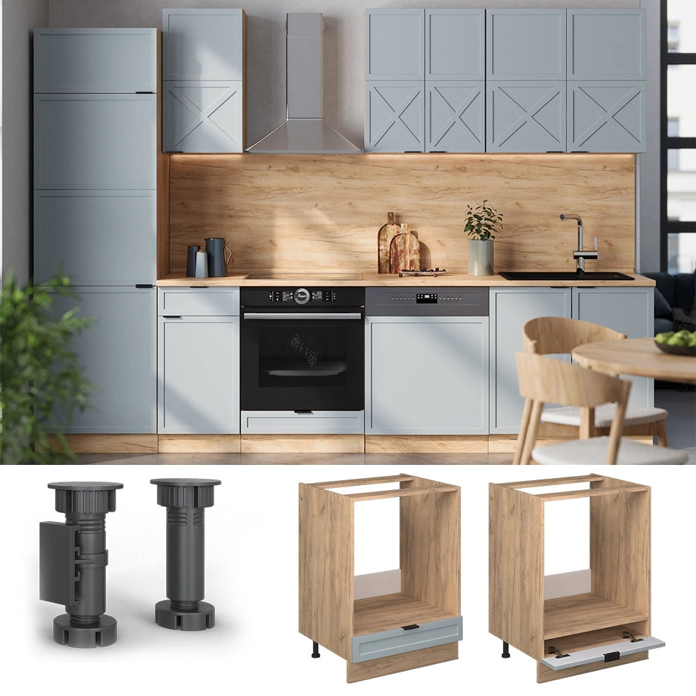 Mobile per forno da incasso Fame-Line Blu-grigio chiaro/Rovere dorato 60 cm, PL Rovere Vicco