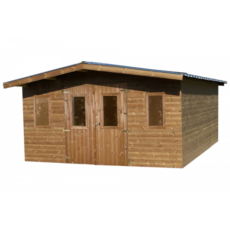 Casetta da giardino in legno 400x400 cm – Legno termotrattato 28 mm – Tetto zincato – THA4040.02T Foresta