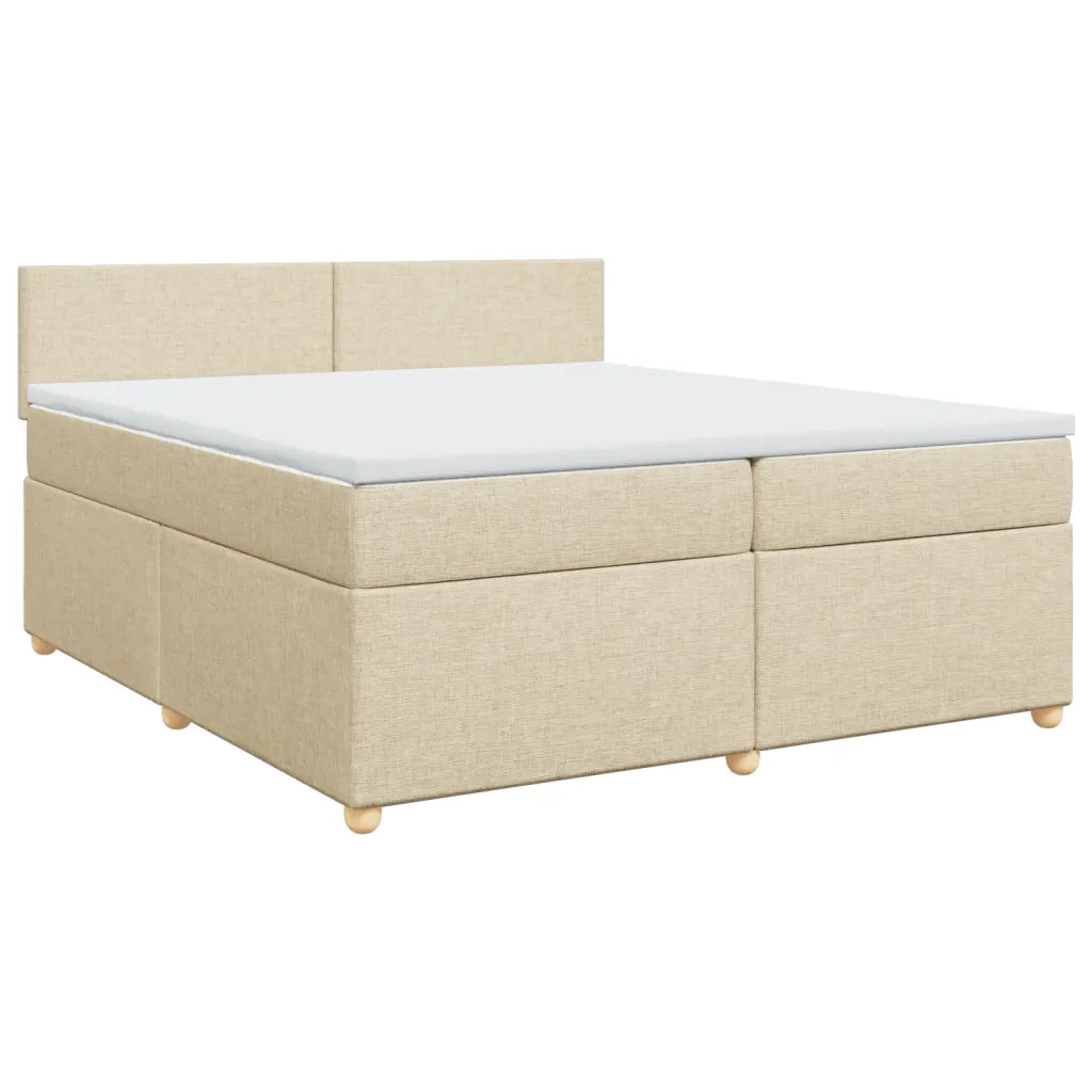 vidaXL Giroletto a Molle con Materasso Crema 200x200 cm in Tessuto