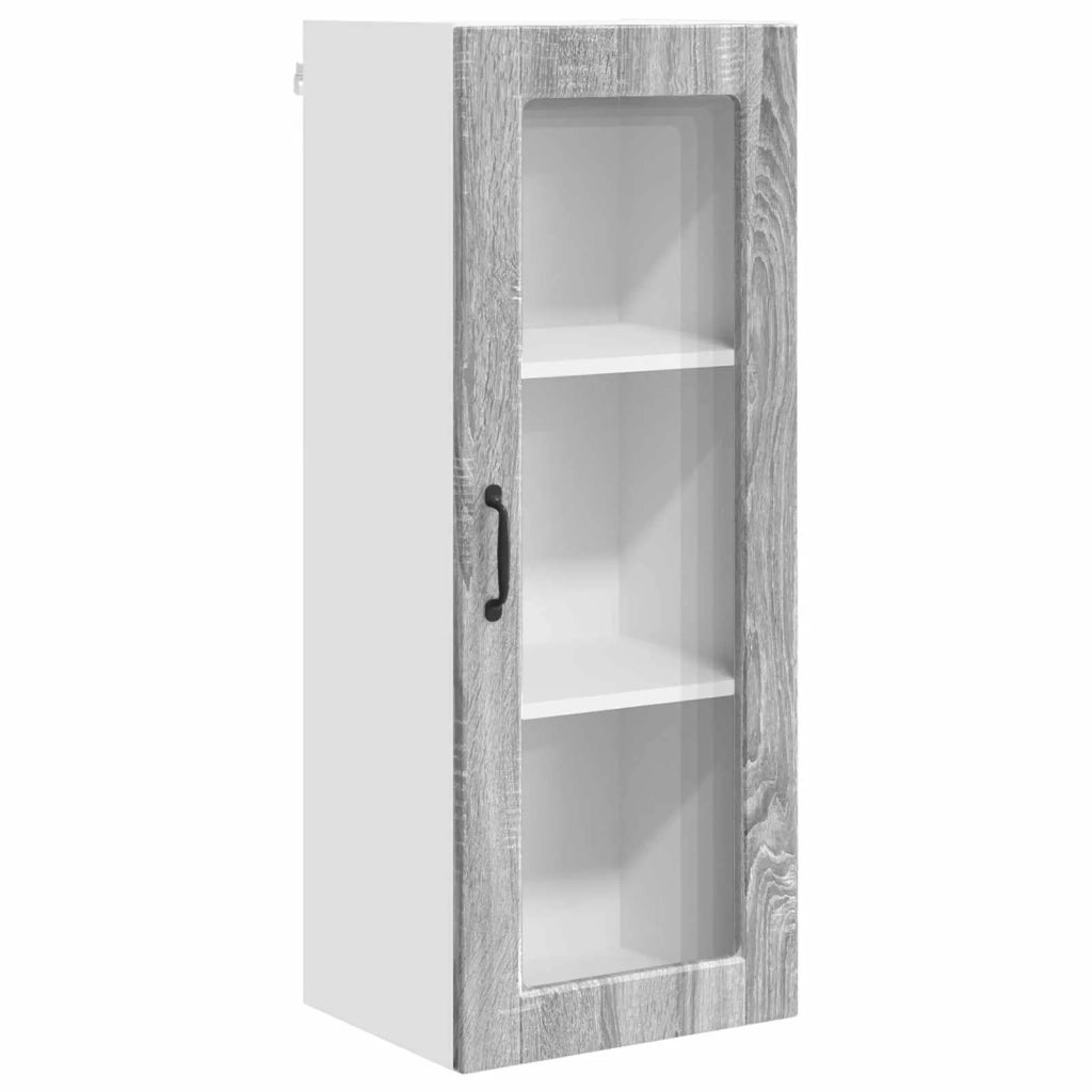 Pensile da cucina | Mobile in vetro da parete PORTO Grigio Sonoma 40 x 31 x 100 cm