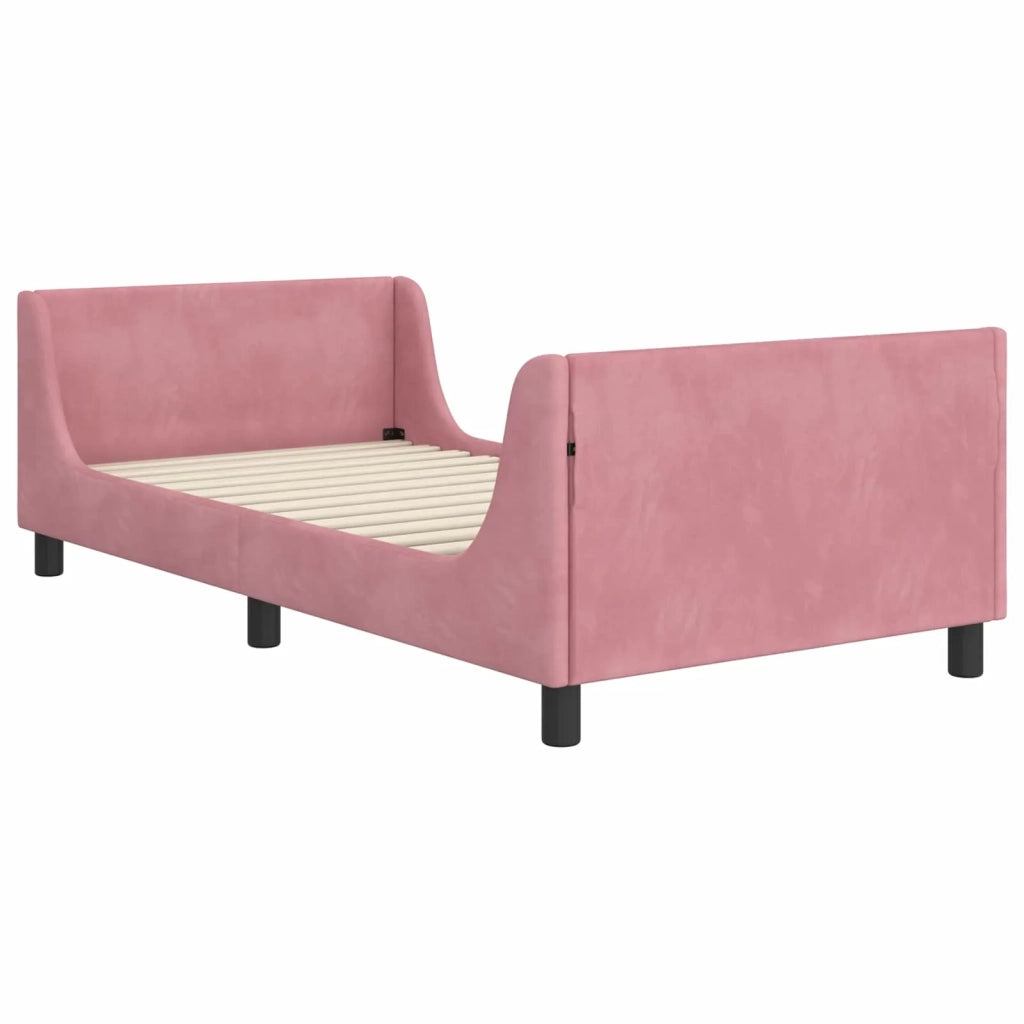 Struttura letto bambini con testata-Giroletto per bambini Rosa 80 x 200 cm Velluto 305159