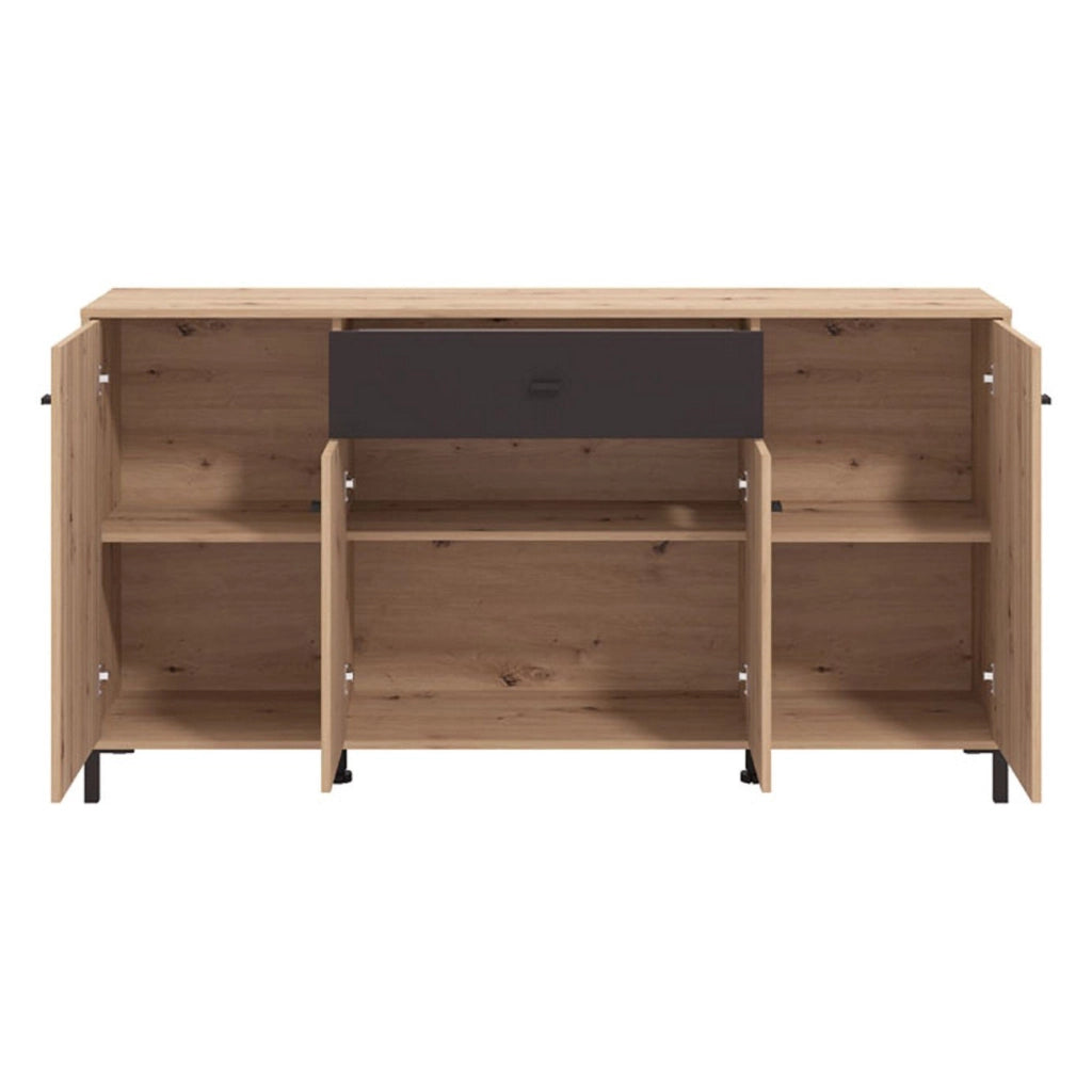 Madia Settime, Credenza un Cassetto, 170x40x90h cm Marrone Rovere Nodi