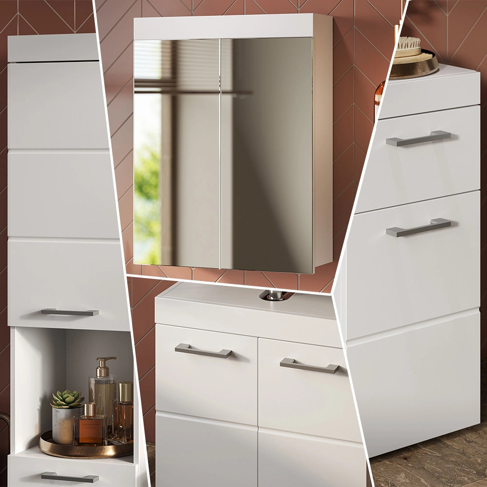 Vicco Set mobili bagno Bianco 3 parti, con colonna