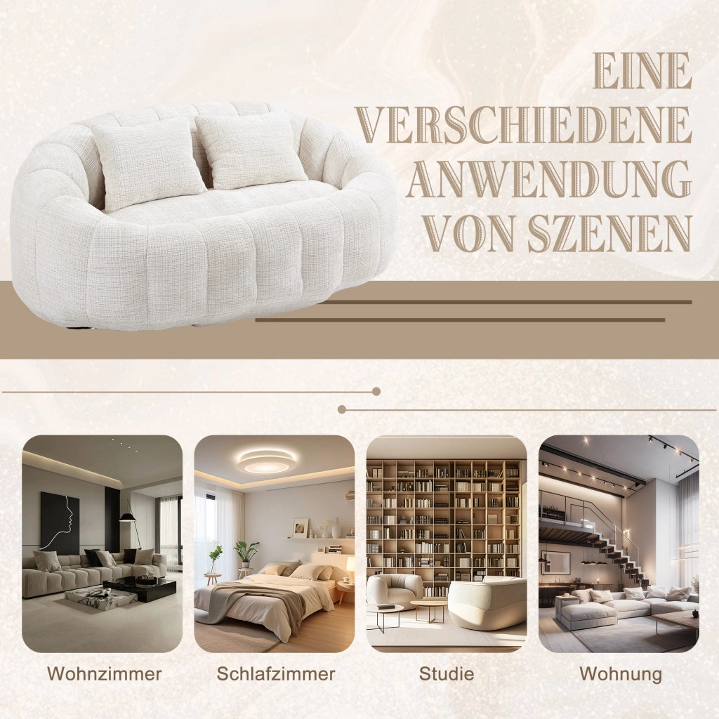 DIVANO SACCO 150x95x63 cm Chenille Beige a 2 posti