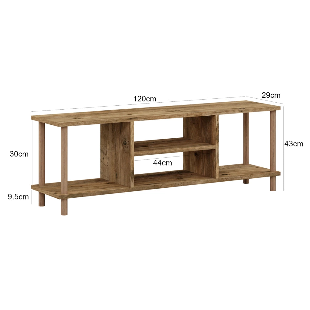 Mobile porta TV con spazio contenitore 43 x 120 x 29 cm effetto legno 03_0007885