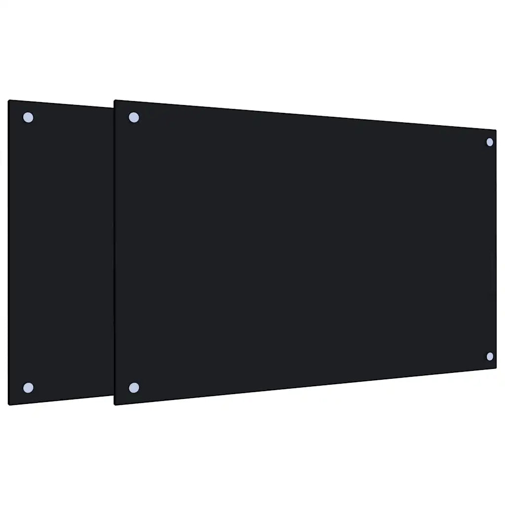 Paraschizzi per Cucina 2 pz-Set di 2 Protezione parete cucina Neri 80x50 cm in Vetro Temperato