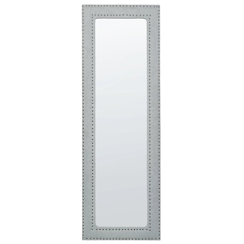 Specchio da pavimento in ecopelle grigio 50 x 150 cm cornice decorativa rivetti con supporto glamour da appendere per armadio camera da letto soggiorno