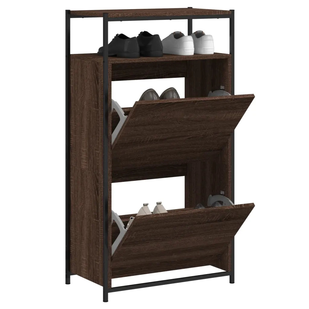 Scarpiera-Scaffale per scarpe Rovere Marrone 60x34x112 cm in Legno Multistrato
