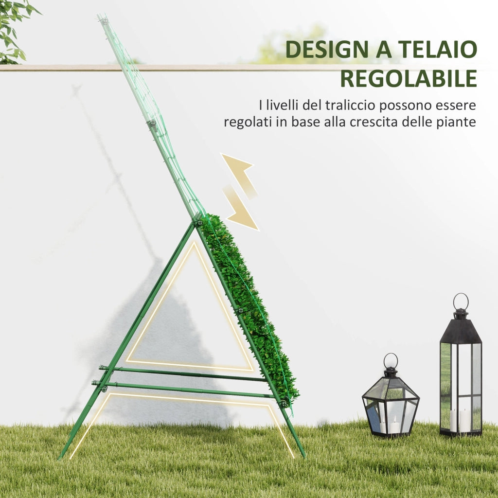 Supporto per Piante Rampicanti 101x133x227 cm a Livelli Regolabili con Rete in Acciaio PE e PP Verde