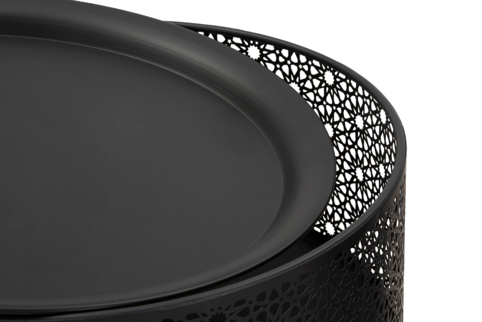 Tavolino Basso Ø40x65 cm in Metallo Nero