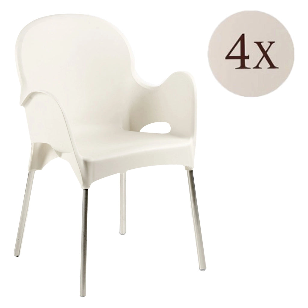 Raimund, Sedia da Esterno 4 Sedie Made in Italy, Beige
