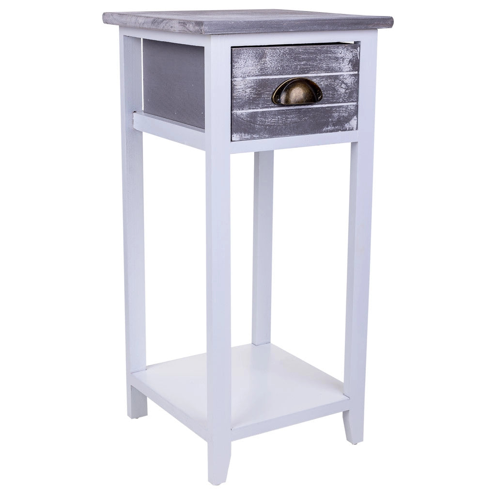 Comodino in legno bianco 30x30x63