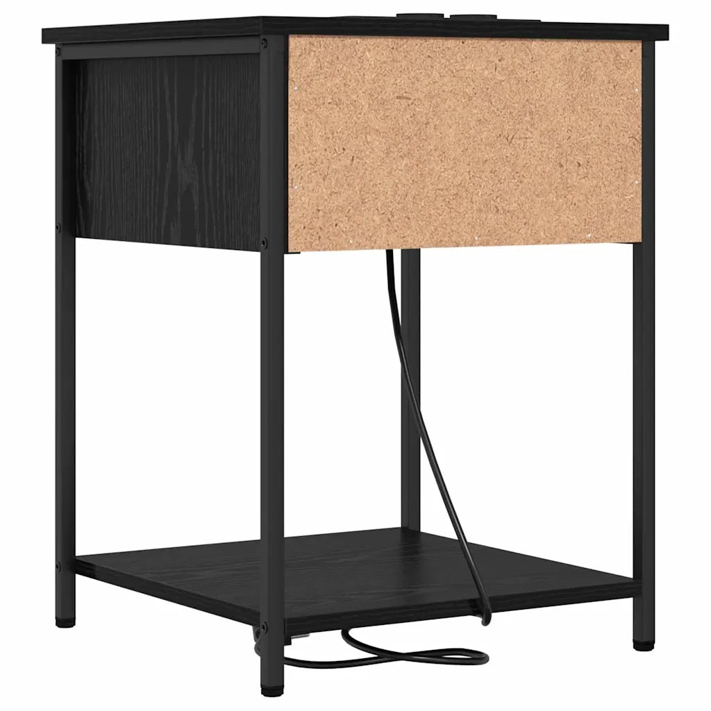 Armadio da Notte con cassetto 2 pcs Rovere Nero 42 x 41 x 56 cm 859421