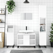 Armadietto Bagno Bianco Lucido 80x33x60cm in Legno Multistrato 831638