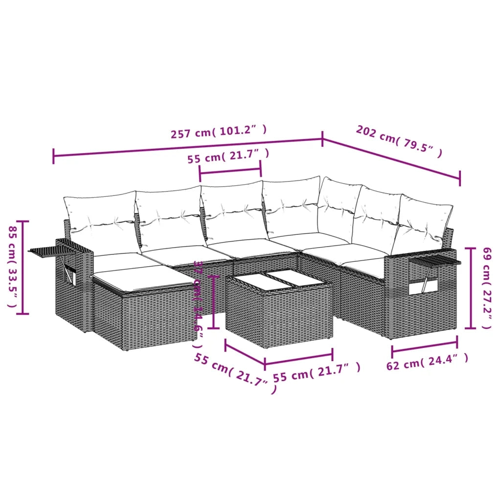 Set Divani da Giardino con Cuscini 8 pz Nero in Polyrattancod mxl 90482
