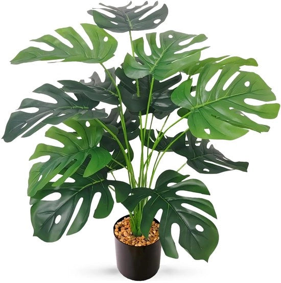 Monstera Kunstplant Grande, 75 cm Alto 18 Rametti Kunstplant Splitphilo in Vaso Pianta Tropicale Hawaii Pianta Finta Verde per Camera da Letto Ufficio Giardino Matrimonio Festa Decorazione