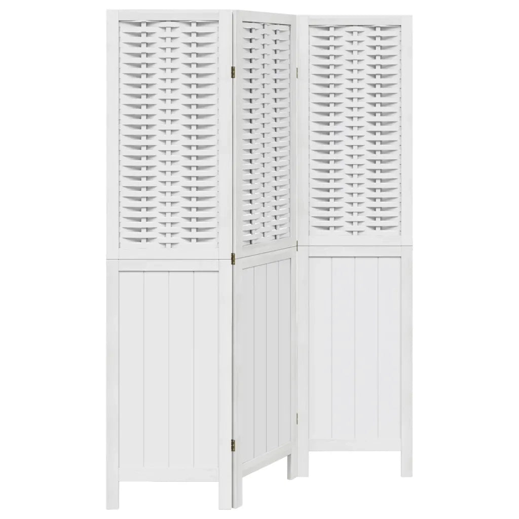 Divisorio Ambienti 3Pannelli Bianco Legno Massello di Paulownia 358717