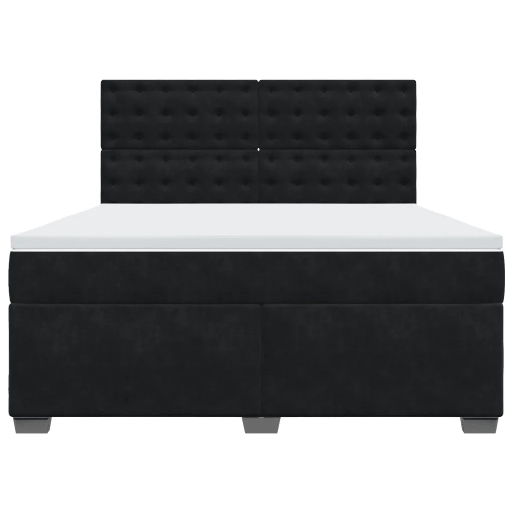 Giroletto a Molle con Materasso Nero 180x200 cm in Velluto