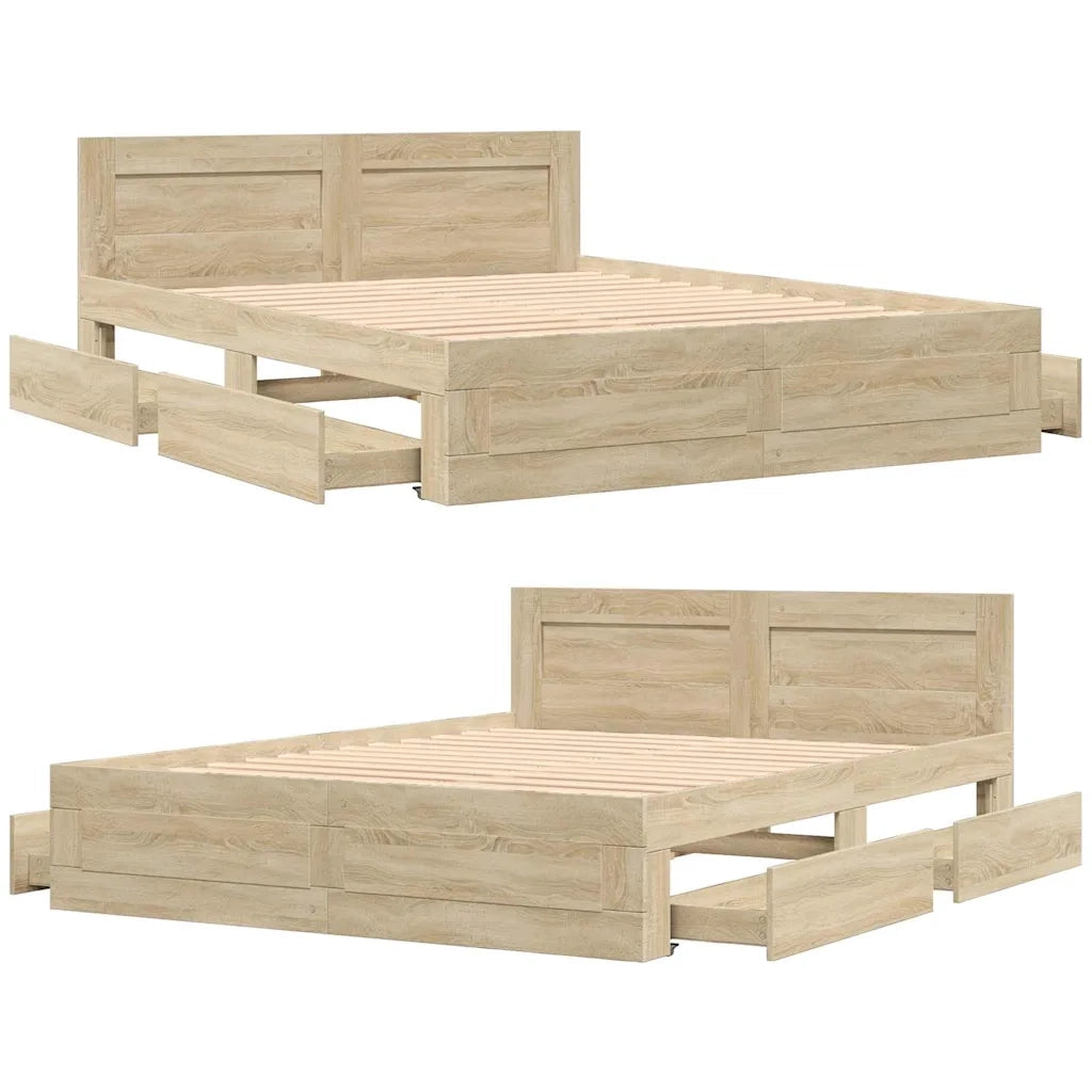 Struttura del letto 2 pcs Sonoma 153 x 203 cm Legno multistrato 3402855
