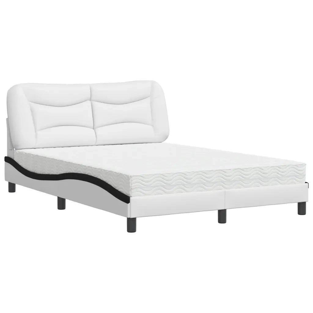 Letto con Materasso Hvar Bianco e Nero 140x190 cm in Similpelle 3208723