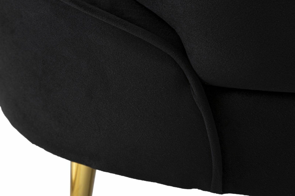 Divano fisso 2 posti Gupta, Sofà dritto, Divanetto per salotto, Poltrona matrimoniale con contenitore, 148x84 h68 cm, Nero e Oro