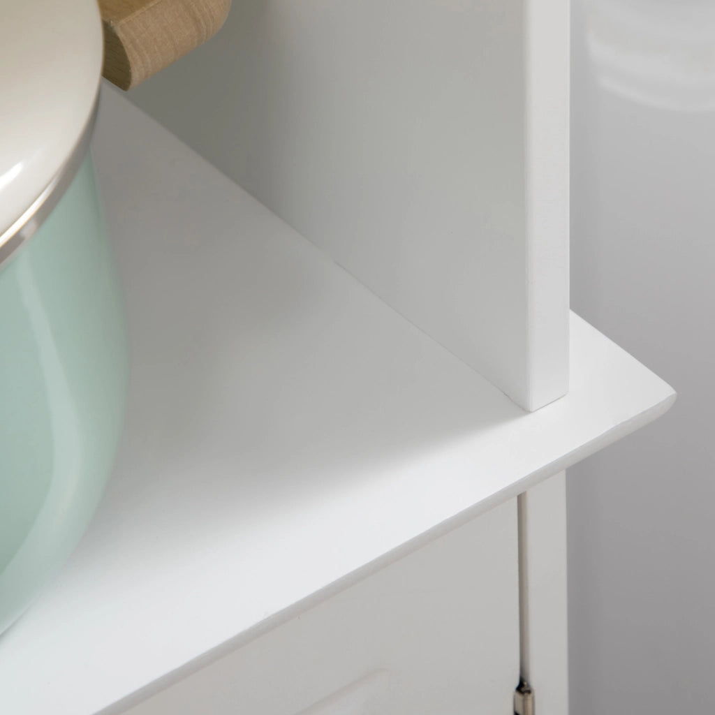 Mobiletto Bagno a Torre 3 Ripiani Regolabili e Armadietto ¨C zephmum ¨C MDF Bianco 40x23x160cm