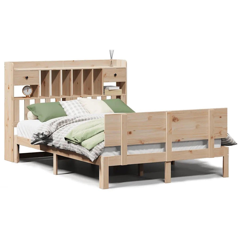 Letto Libreria senza Materasso 140x200 cm in Legno di Pino 3322692