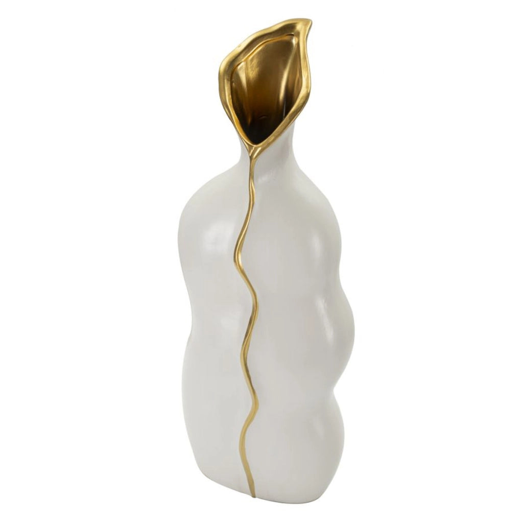 Vaso Decorativo VKH642, Bianco, Ceramica, 19,5x10x50 cm