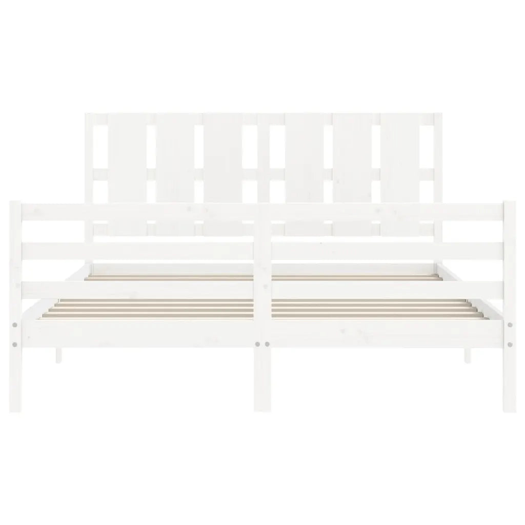 Giroletto con Testiera-Struttura Letto con testiera Bianco 160x200 cm Legno Massello 367570