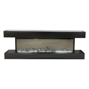 Camino Elettrico da Parete o Incasso Alaro Ultra+ 152x18x52 cm Effetto Fiamma Telecomando in MDF Nero