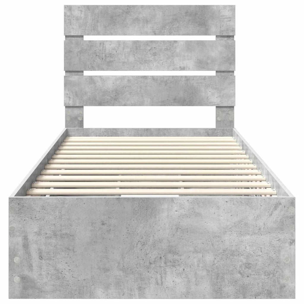 Struttura del letto con cassetto Grigio cemento 75 x 190 cm