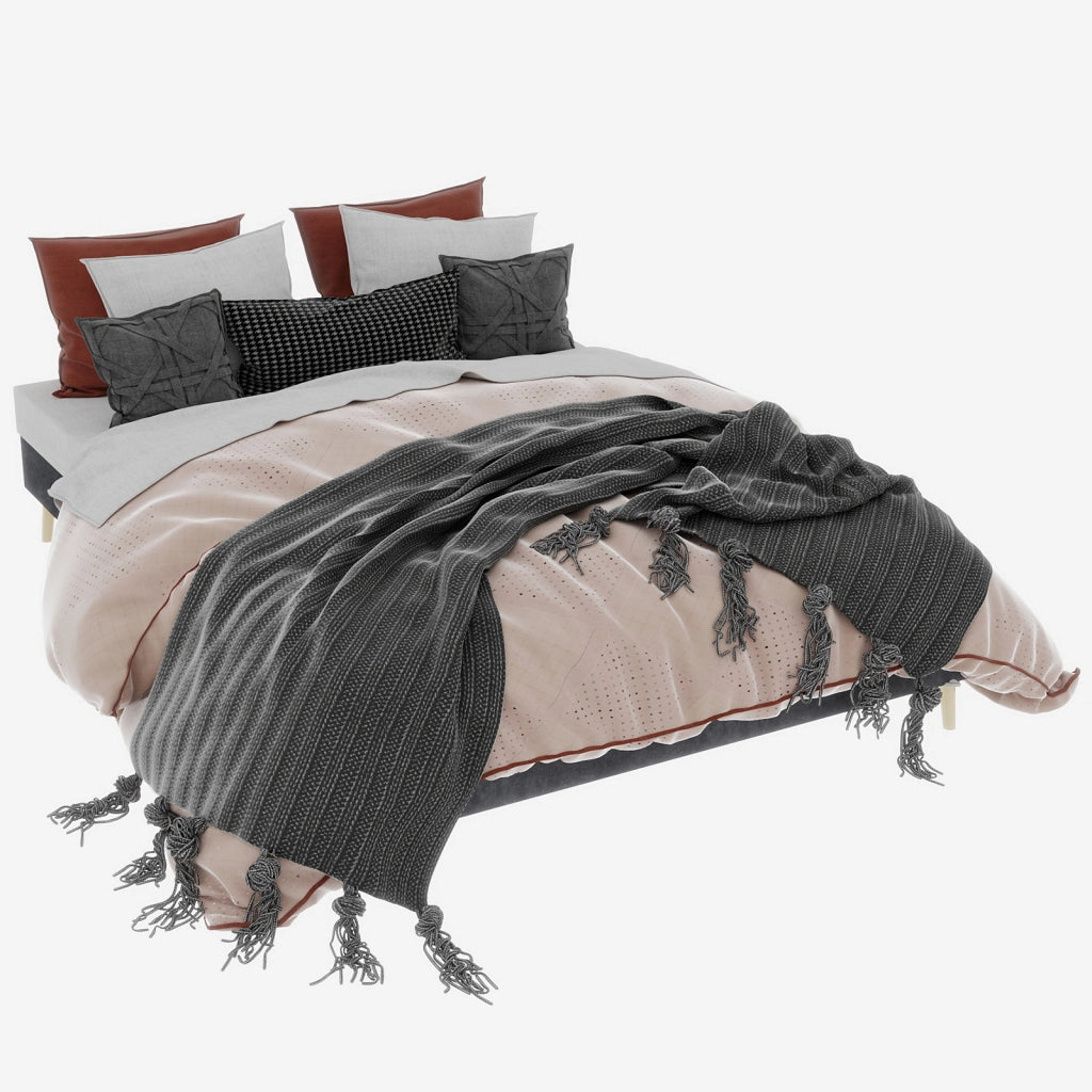 Letto per adulti 160 × 200 cm con struttura stabile, senza materasso, in tessuto e metallo, grigio