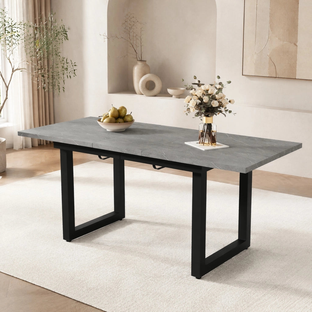TAVOLO da pranzo allungabile 140/180 x 80 x 75 cm MDF grigio/nero stile industriale