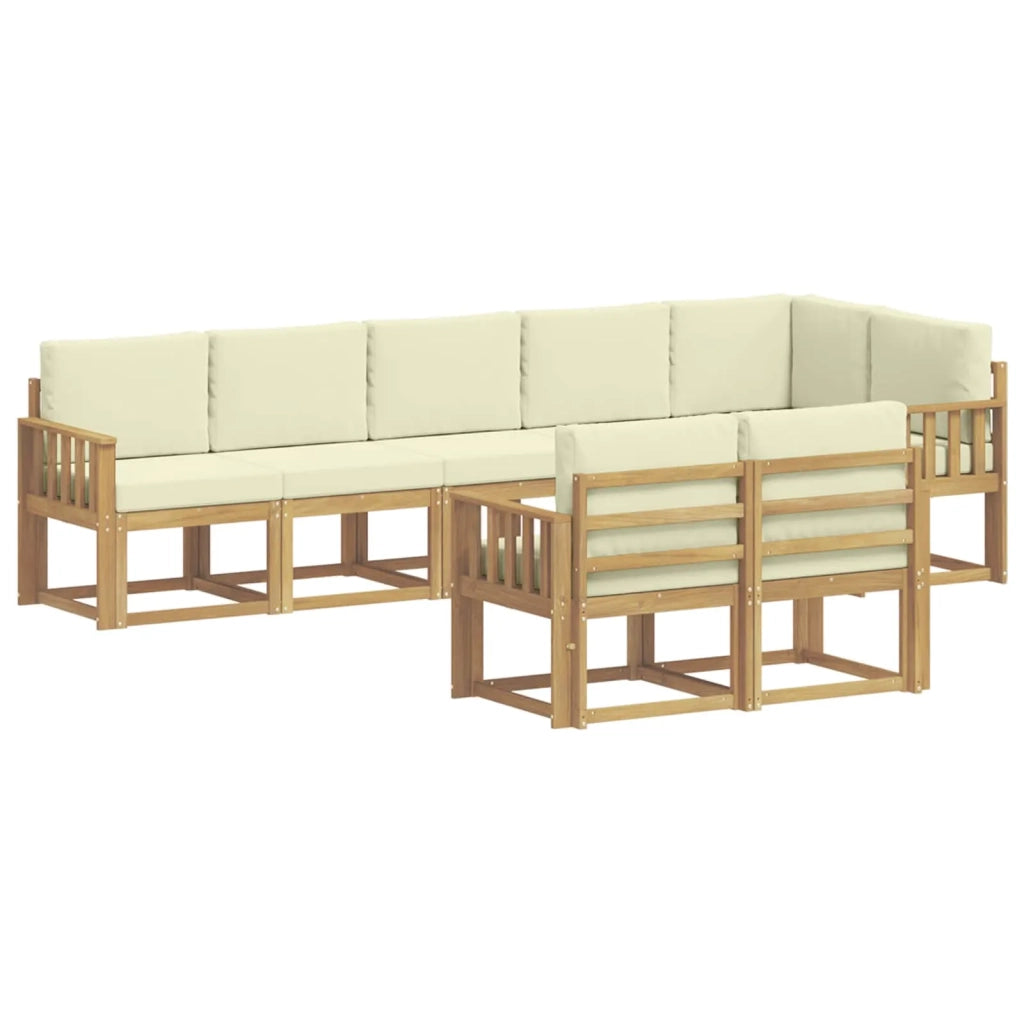 Set di divani da esterno 8 pz Bianco e Crema Poliestere 3387799