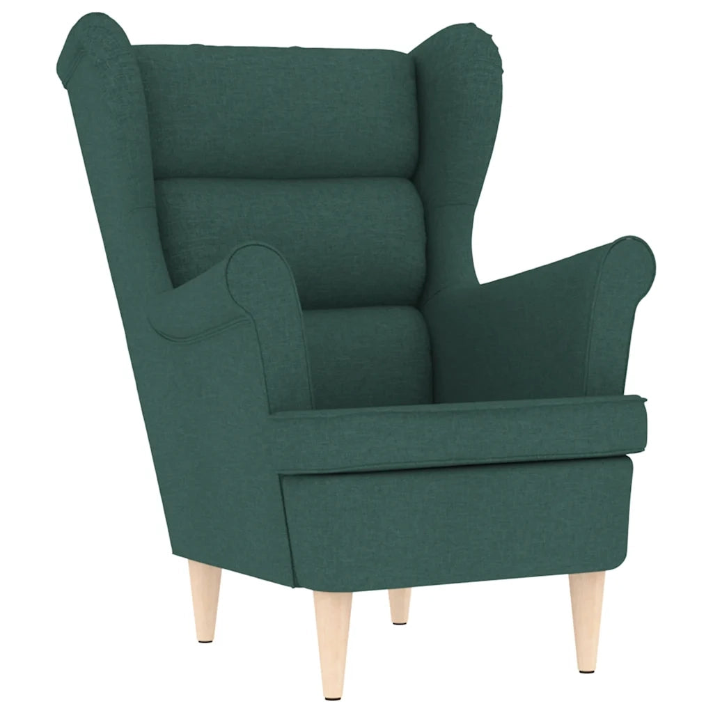 Poltrona con Poggiapiedi Verde Scuro in Tessuto 3307994