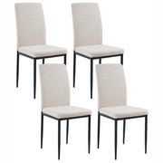 Set di 4 sedie da pranzo in tessuto, rivestimento beige chiaro gambe in ferro nero senza braccioli per sala da pranzo