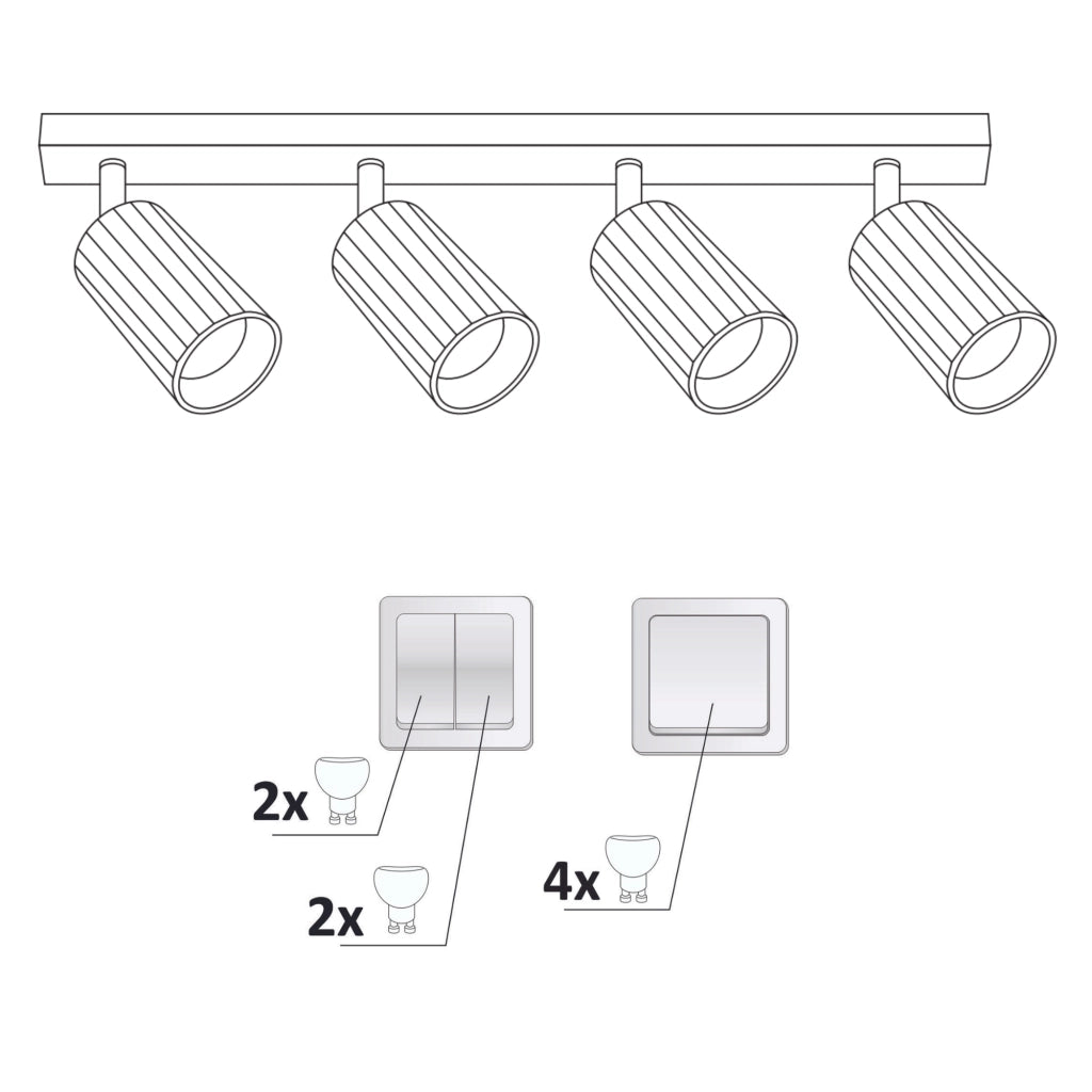 Plafoniera/Applique 4 luci bianco oro GU10 Nicea Polux