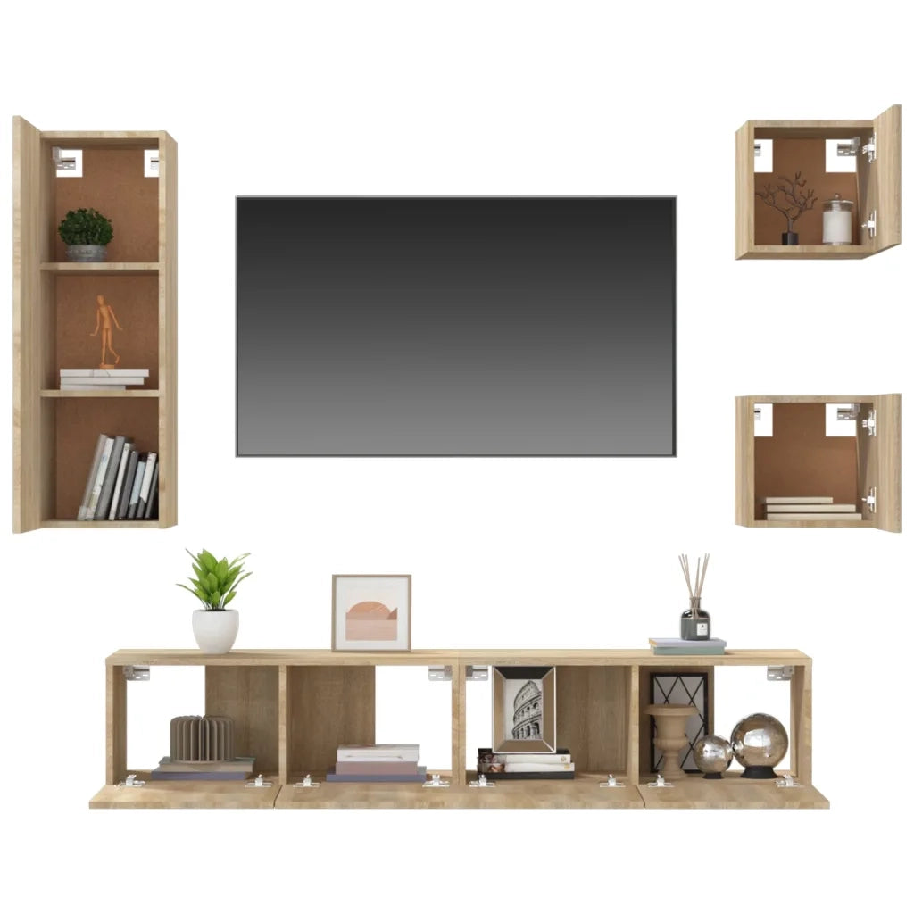 Set di Mobili Porta TV 5 pz-Set di 5 Credenza per TV Rovere Sonoma in Legno Multistrato 861536