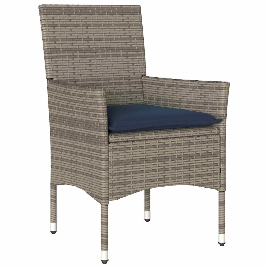 Set di tavolo e sedie con cuscino 7 pcs Grigio Rattan in PE 3379833