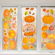 Decorazione di finestra per l'autunno con 9 fogli di fogliami di acero e decorazioni di zucca per decorazione di autunno e Thanksgiving - Doppia faccia e riutilizzabile - Decorazione di finestra con tema di autunno