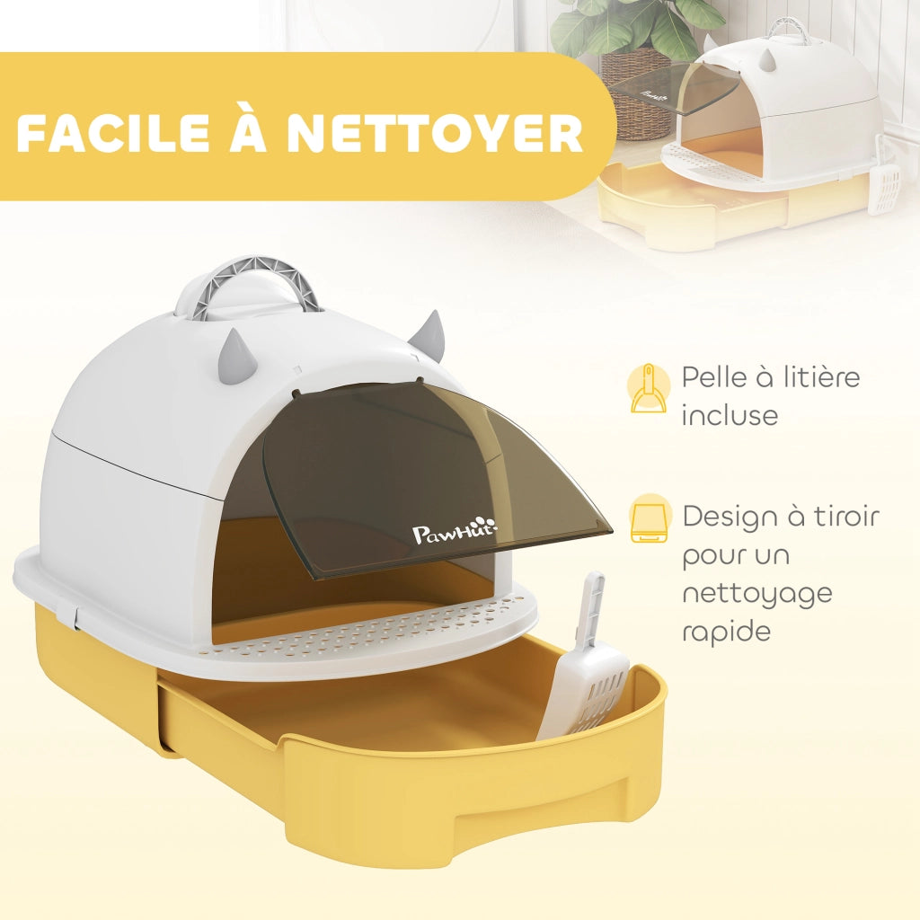 Casetta per gatti con lettiera chiusa e maniglia ¨C Minimal ¨C 40.5x52x39 cm giallo