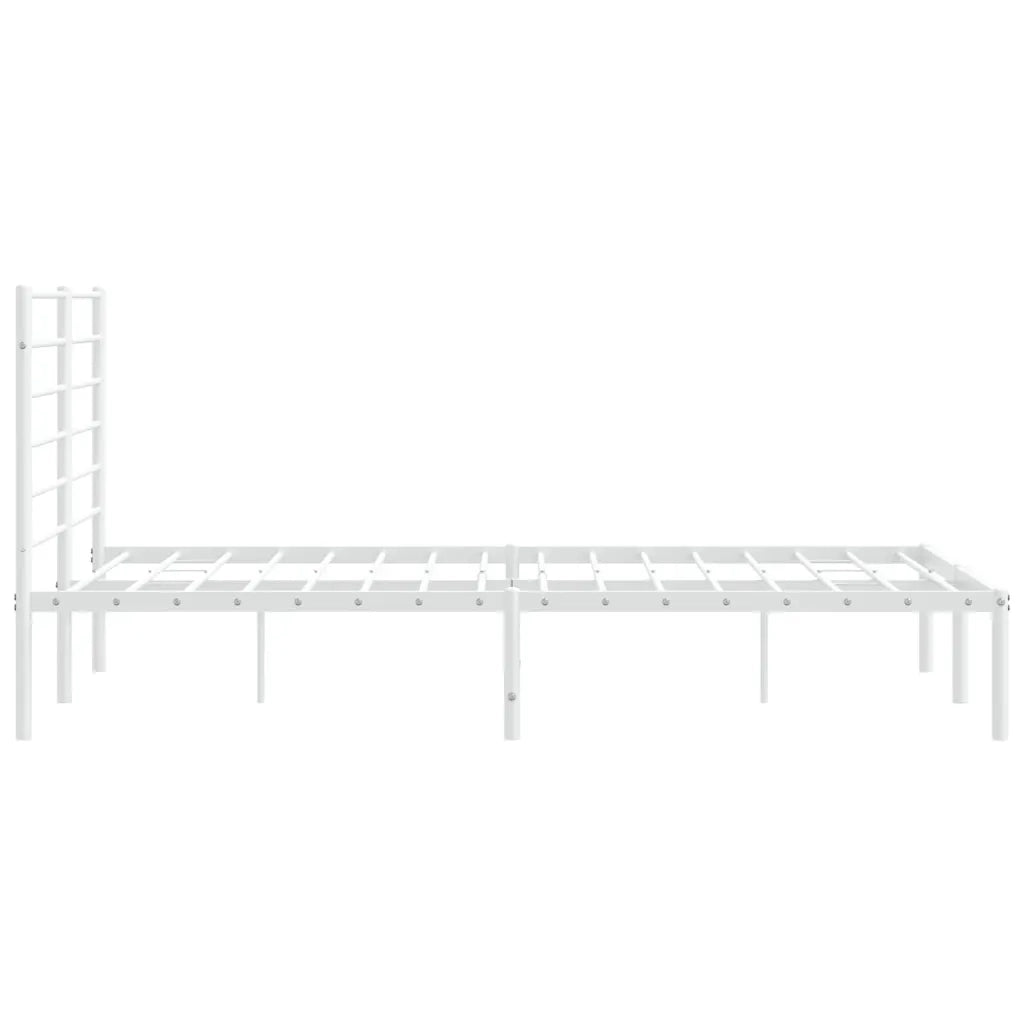 Letto matrimoniale | Letto per adulti | Giroletto con Testiera Metallo Bianco 135x190 cm