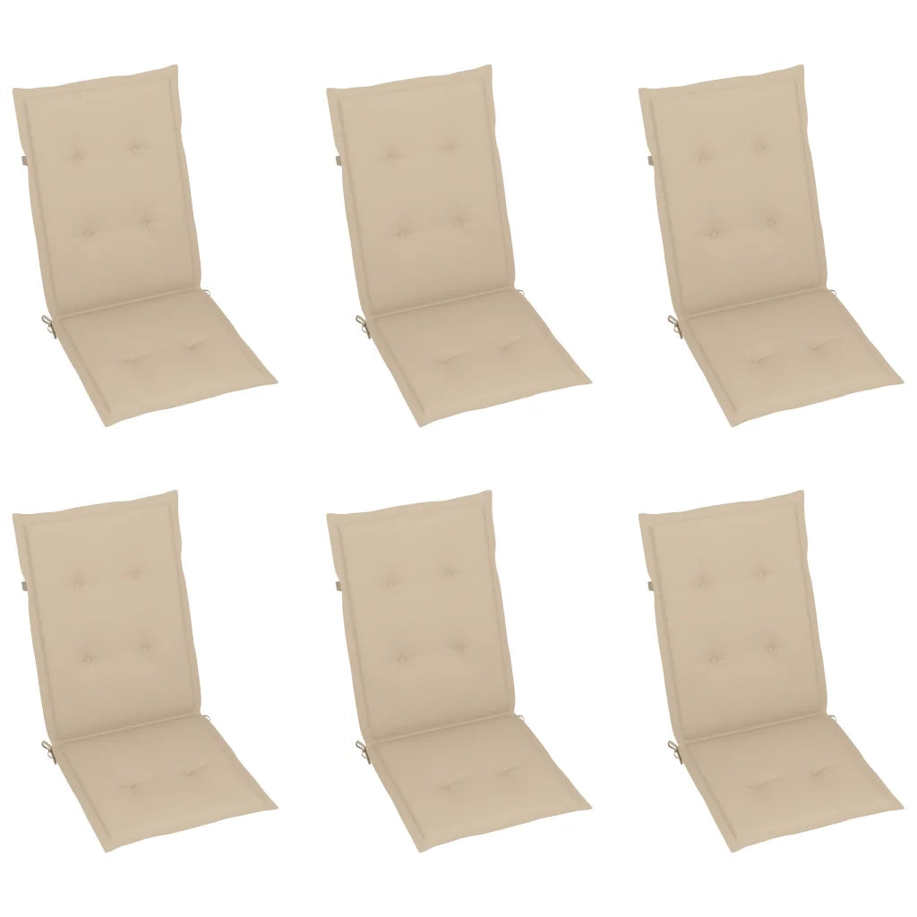 Sedie da Giardino 6 pz con Cuscini Beige in Massello di Teak 3065563