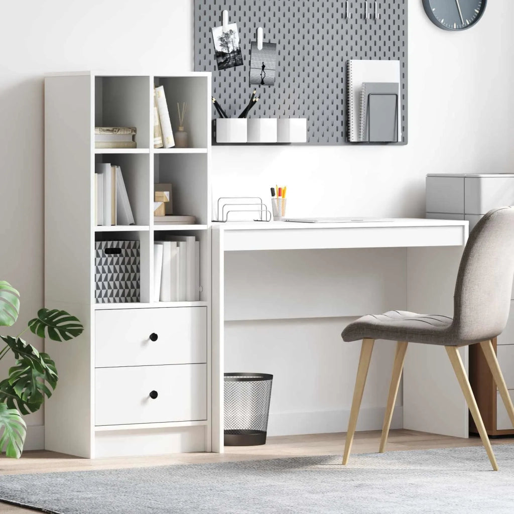 Scrivania con cassetto con lo scaffale 2 pcs Bianco 3337329