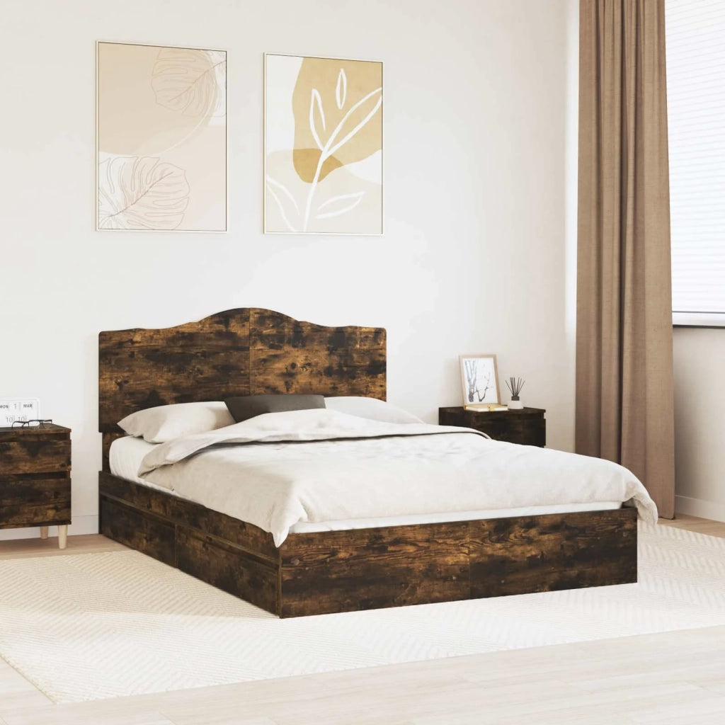 Letto con Contenitore con testiera Rovere fumé 160 x 200 cm