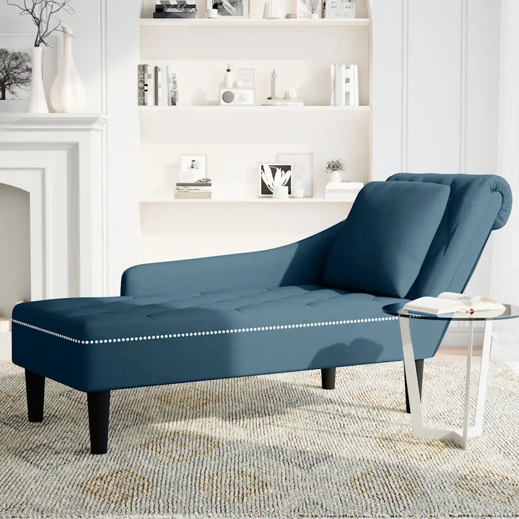 Sdraio con Cuscino e Bracciolo Destro in Velluto Blu CFW3978107