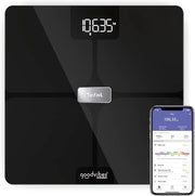 Ponderazione Smart - 14 indicatori di salute - connessa all'app - numero illimitato di utenti - capacità 180 kg - vetrata 32 x 32 cm - nero