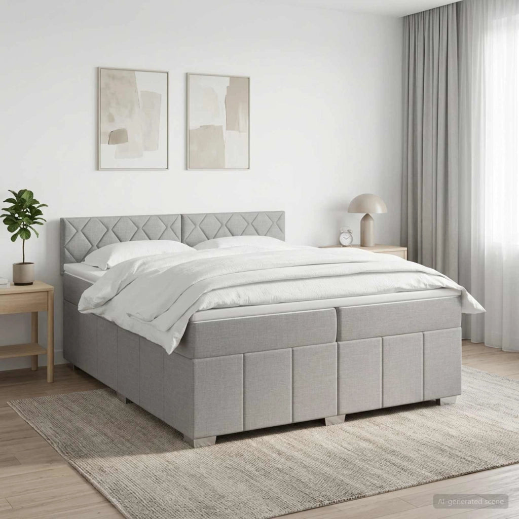 Letto box spring con materasso Grigio Chiaro 200 x 200 cm 3451297