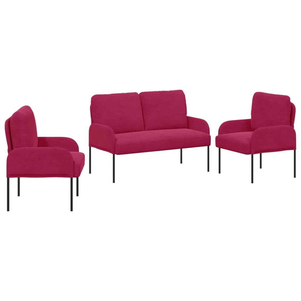 Set divani 3 pcs Rosso Vino 115 x 56 x 80 cm Legno compensato